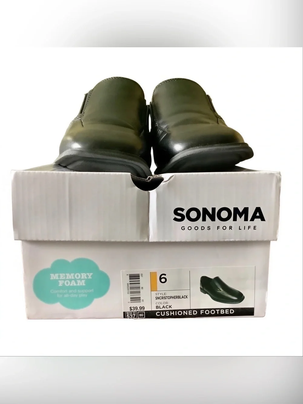 Sonoma Cristopher Boys Black Slip On Dress Shoes Size 6